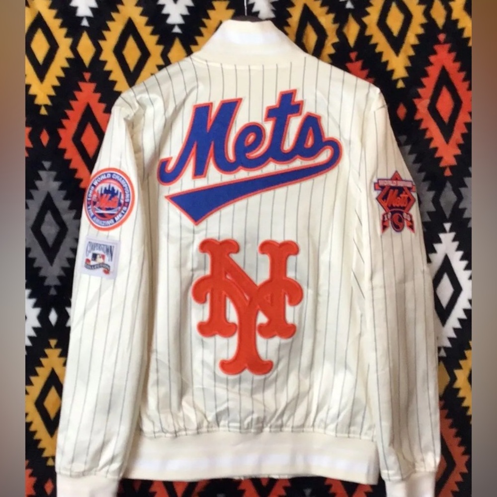 NWT Deadstock Pro Standard NY Mets Satin Bomber Jacket Cooperstown Collection L